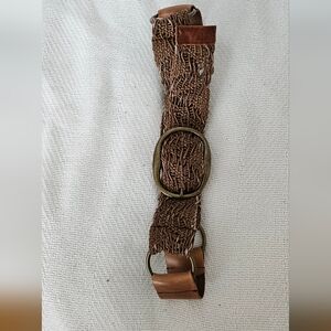 Brown Woven Belt By Cabi with Bronze Buckle